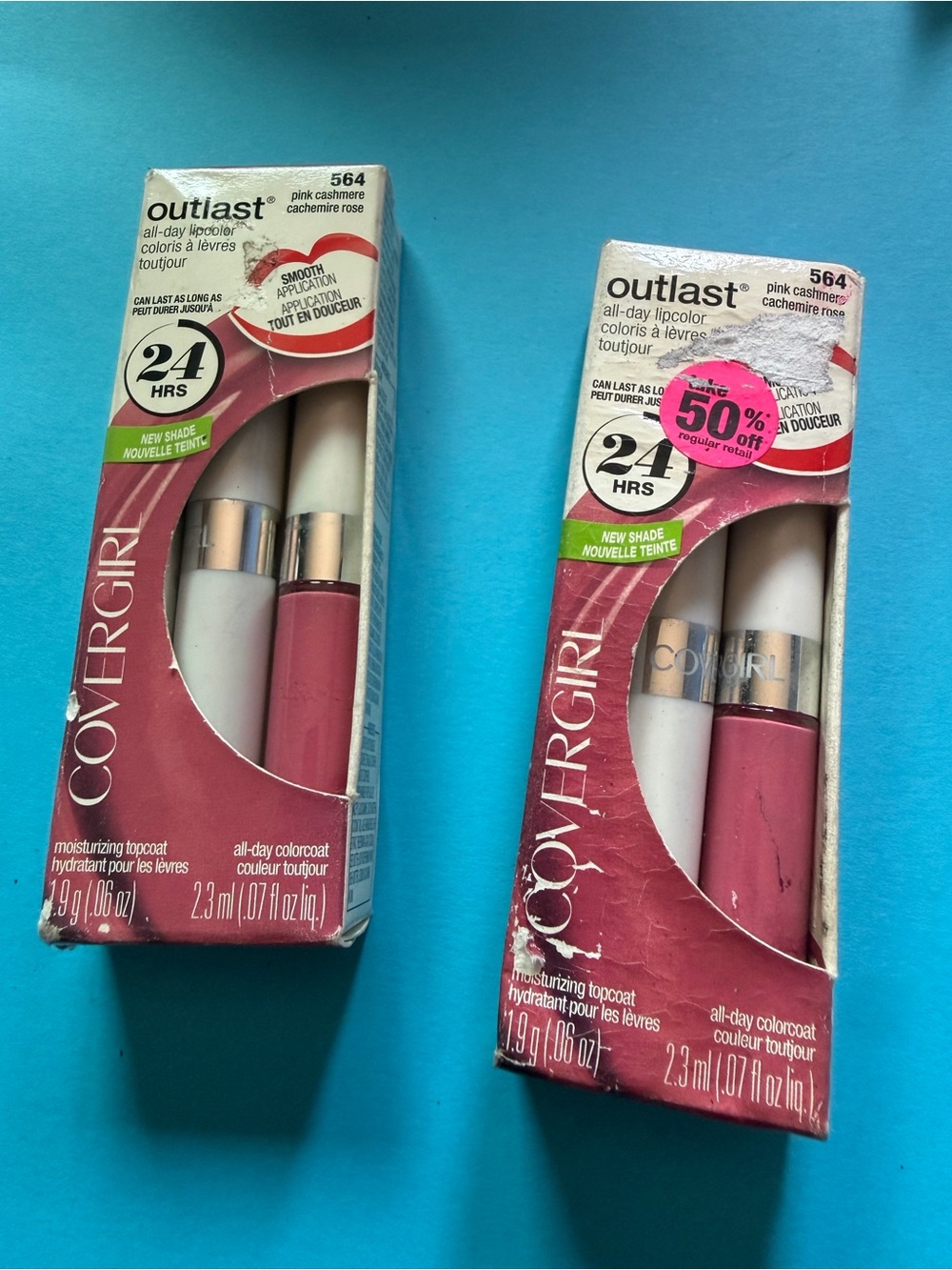 2 Covergirl Outlast All-Day Lipcolor - 24 Hrs - Pink Cashmere 564